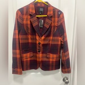 The Limited Orange Plaid Blazer Jacket With Buttons Size Xl NWT